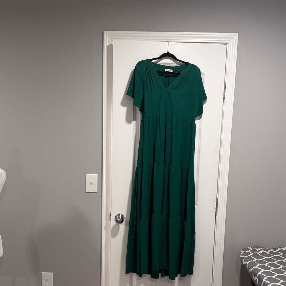 Calvin Klein Deep Green Tiered Maxi Dress